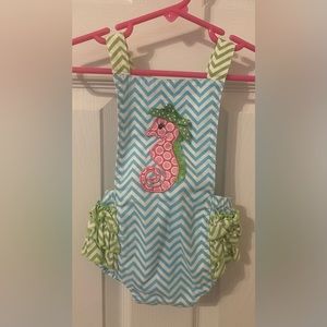Decorated Originals Sea Horse Sun Romper Size 6 mo EUC